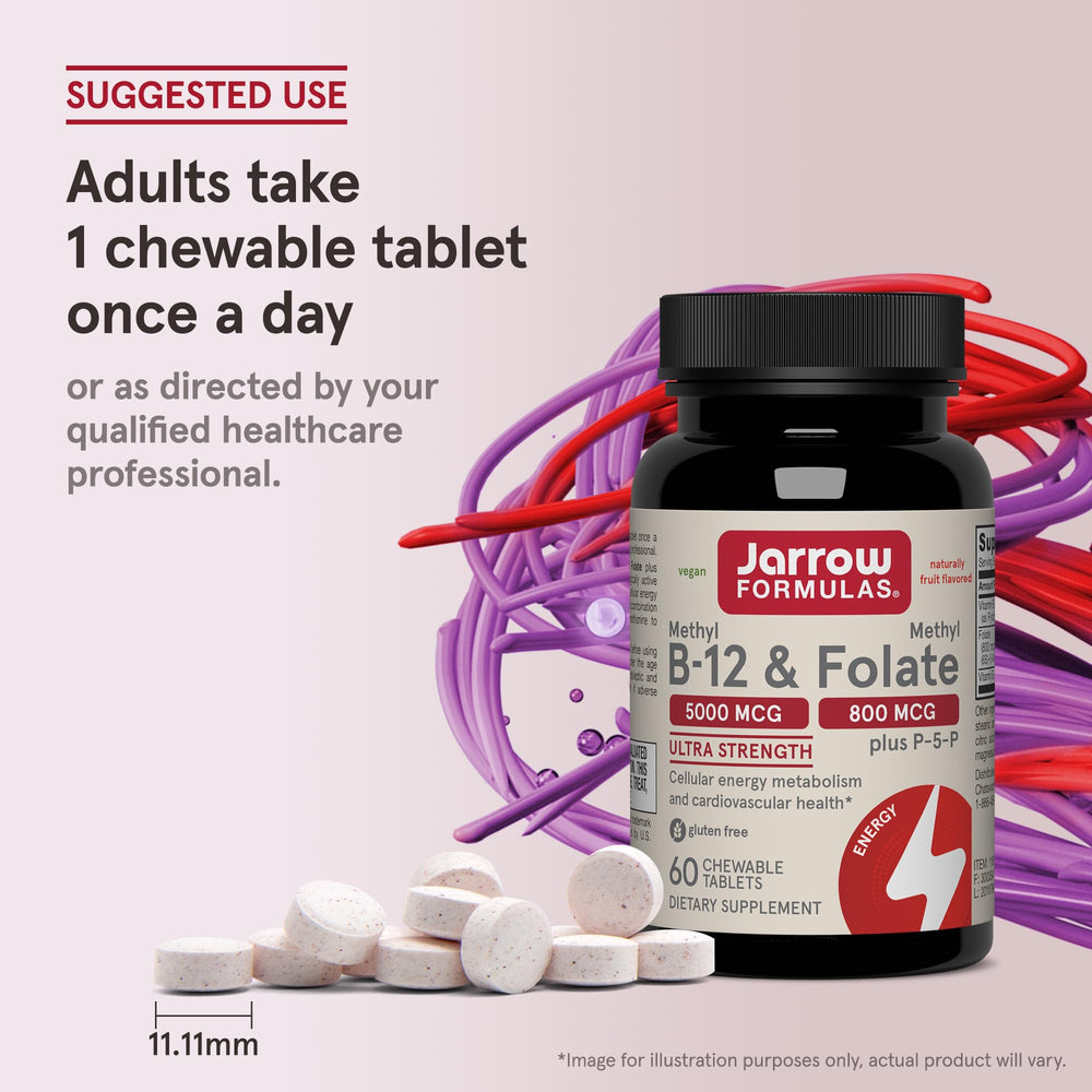 Jarrow Formulas persona masticando tableta para energía diaria