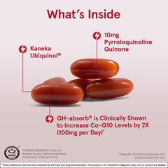 softgel de Jarrow QH-Absorb + PQQ en primer plano que evidencia su textura y fácil ingestión