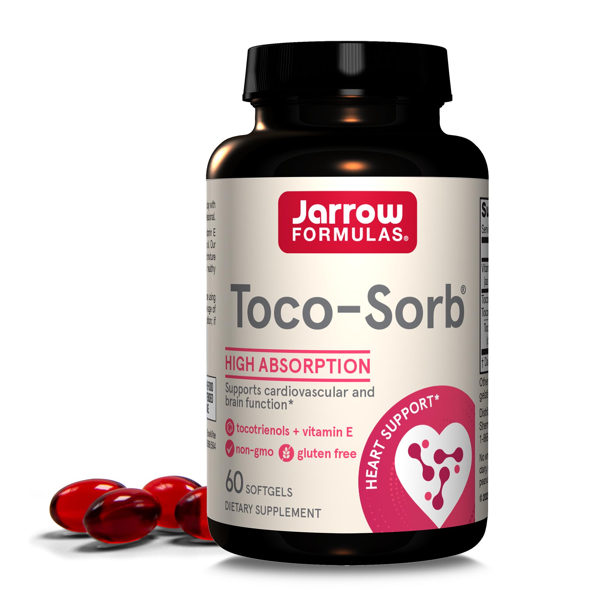 Jarrow Formulas envase frontal mostrando Toco-Sorb y beneficios visibles