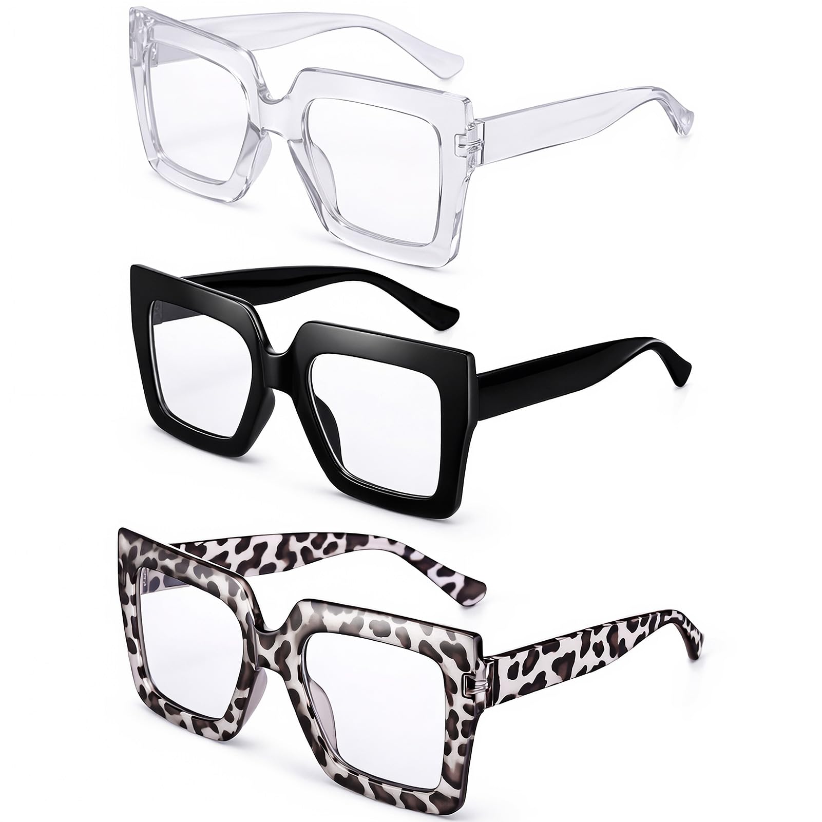 JATEBI vista frontal del pack de tres gafas con estilo oversized y protección