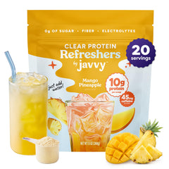 Javvy envase frontal piña mango mostrando diseño y beneficio refrescante