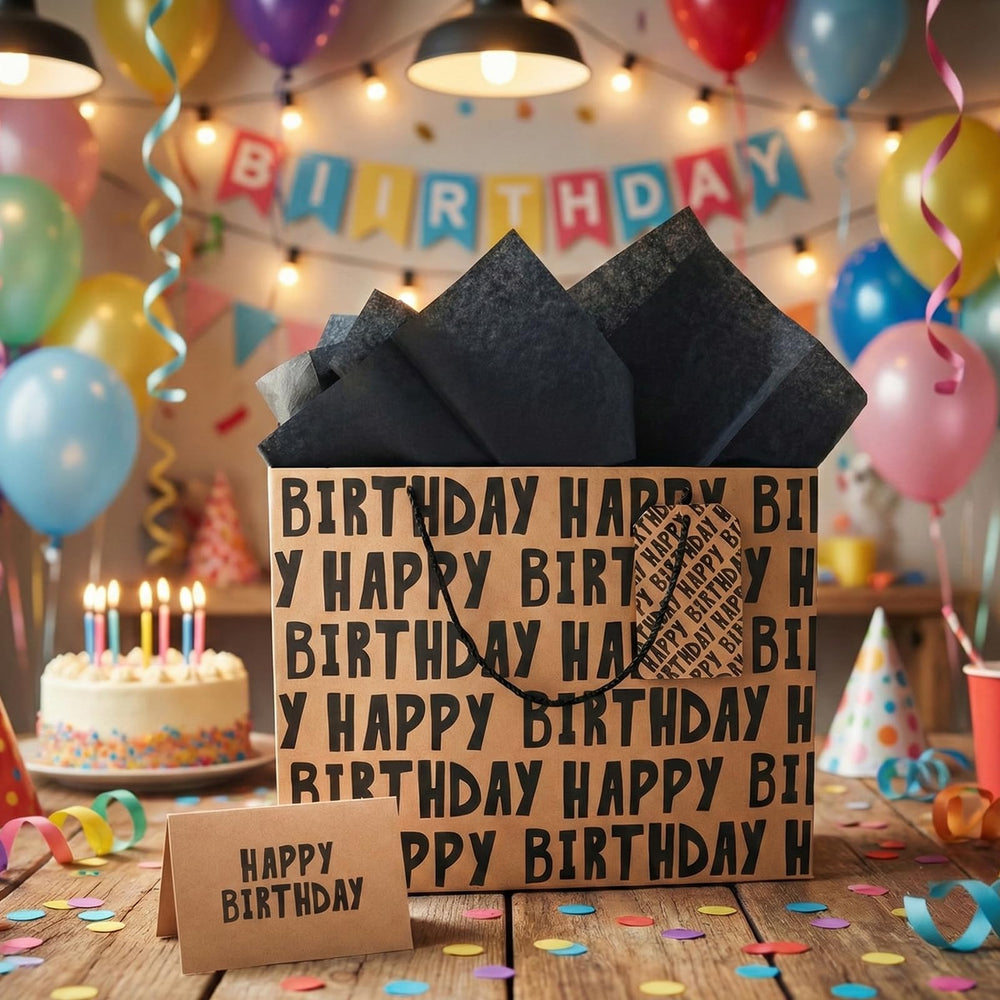 JAYTEM detalle tipografía "HAPPY BIRTHDAY" en negro, estética versátil