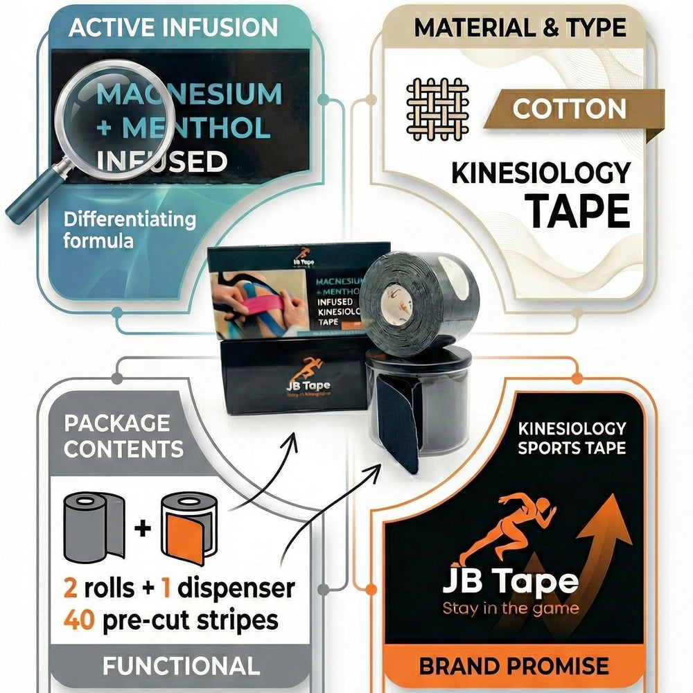 JB TAPE textura de la cinta de cerca mostrando elasticidad y acabado cómodo