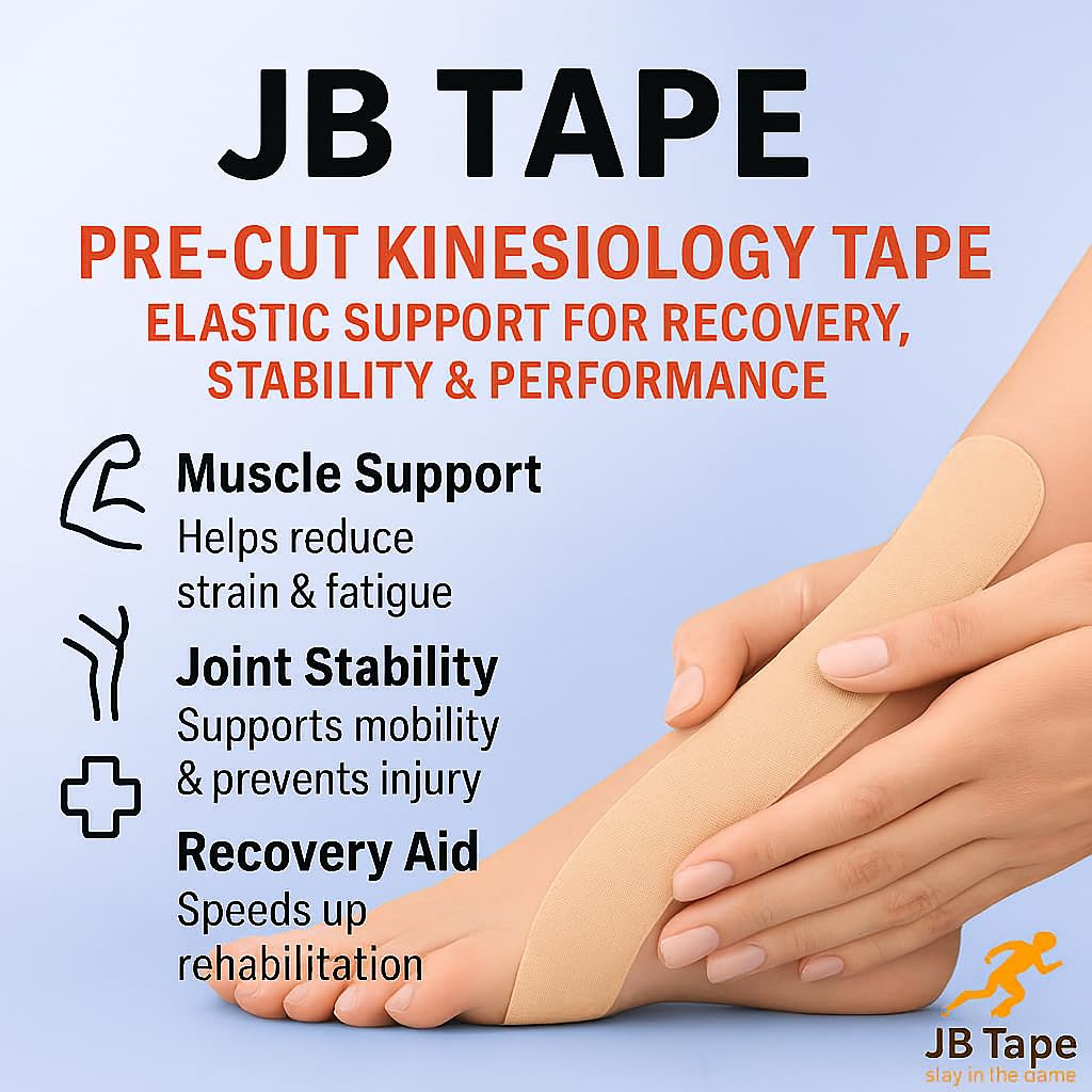 Comparación de longitud de tira JB Tape 10 pulgadas junto a una mano para referencia de tamaño