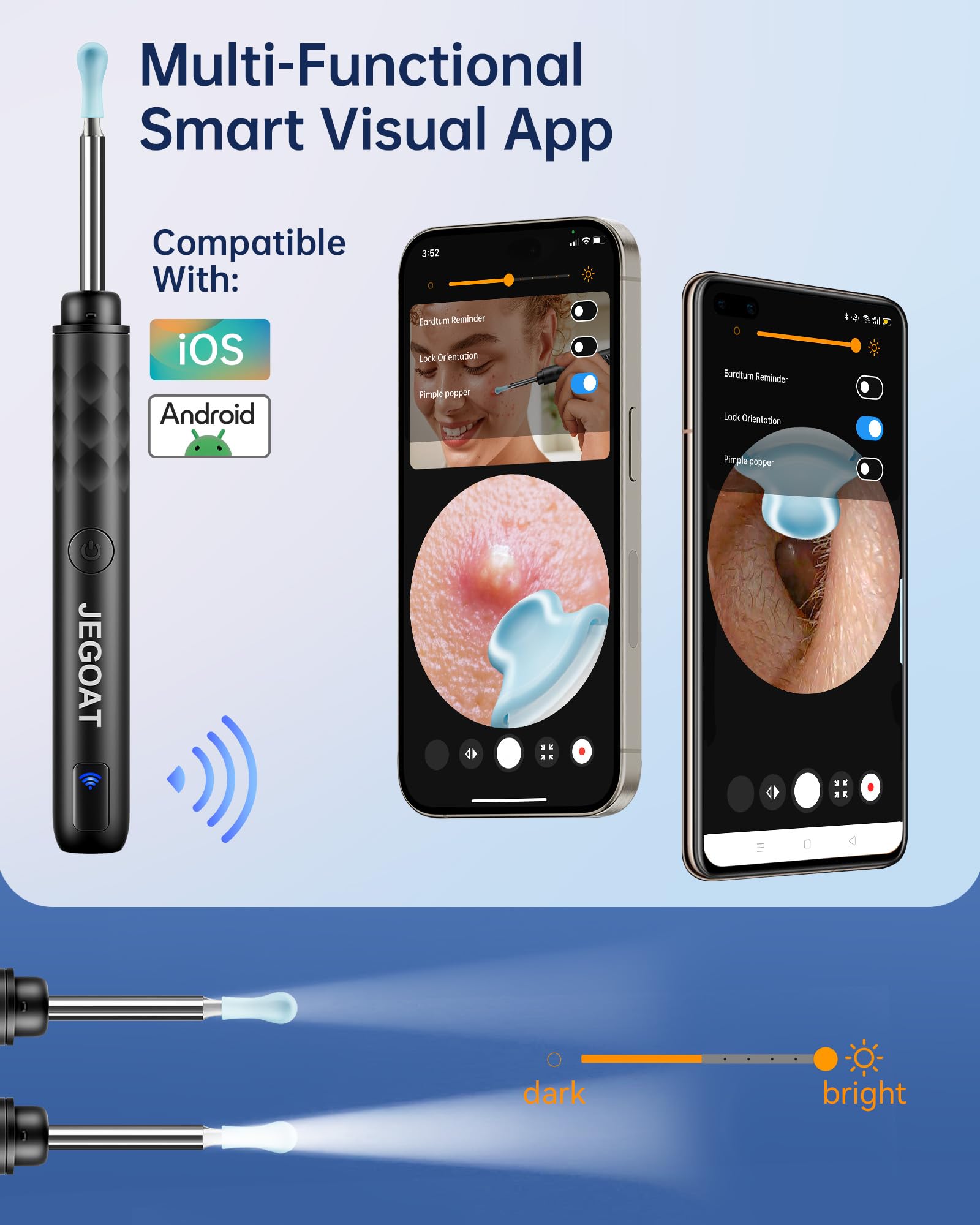 JEGOAT estuche de viaje con otoscopio y accesorios para cuidado auditivo portable