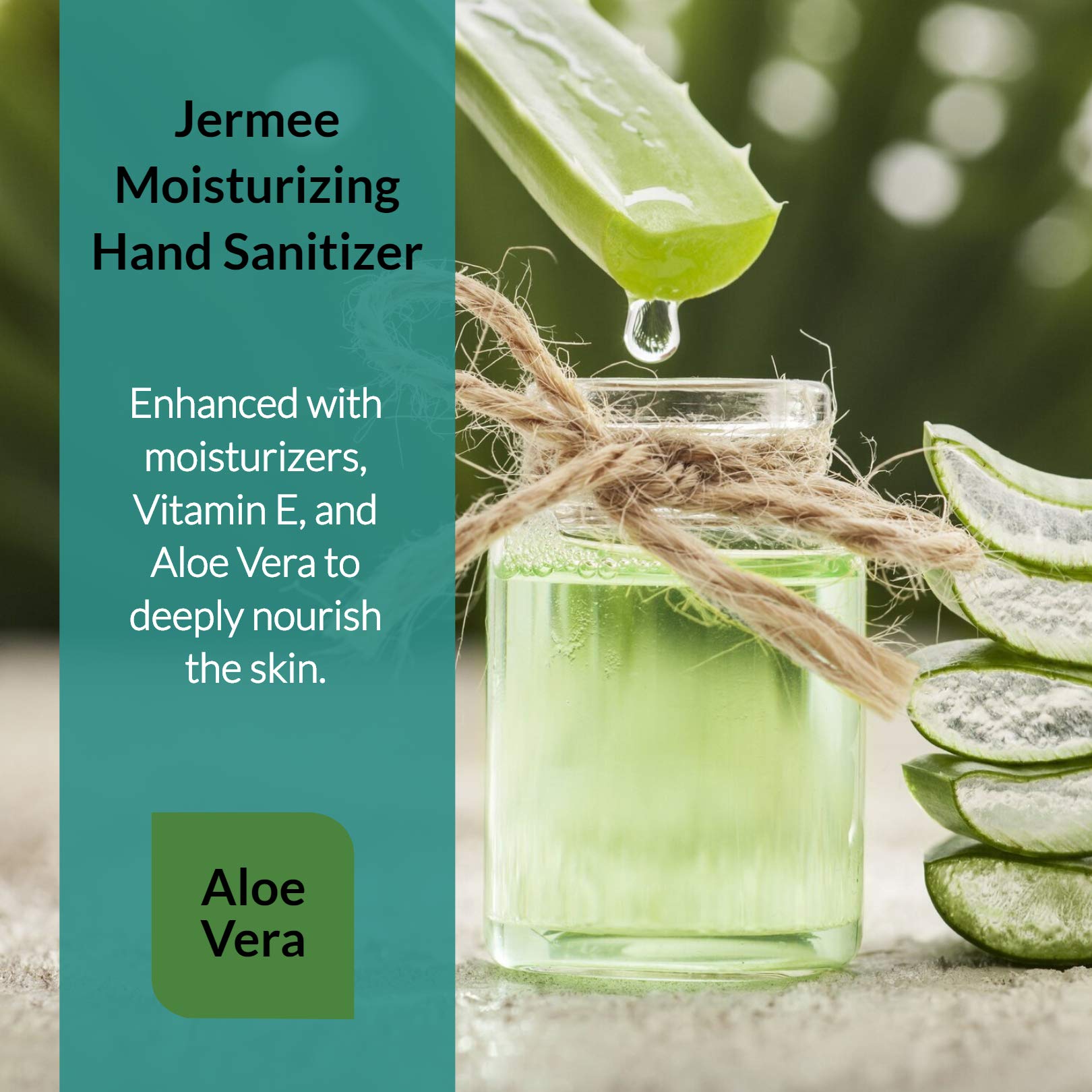 JERMEE etiqueta mostrando aloe y vitamina E, hidratación visible