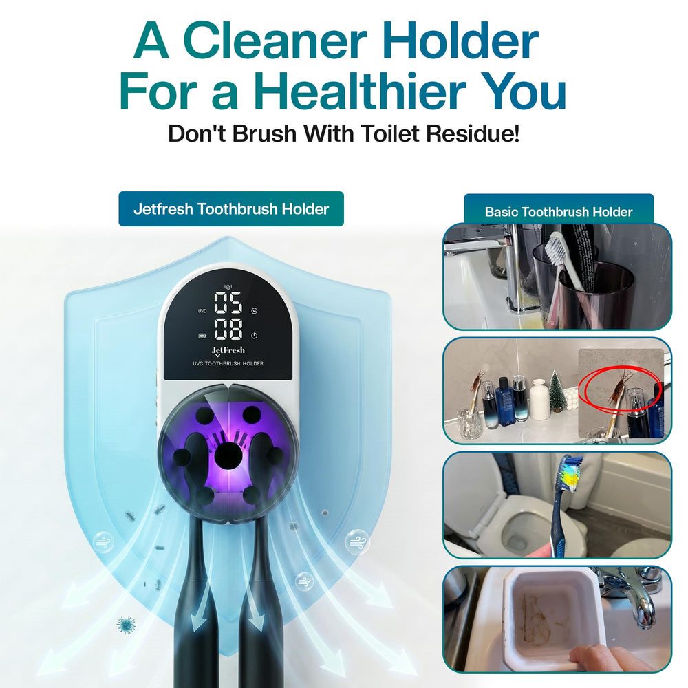 JetFresh con cepillo manual dentro, mantiene cabezales secos y protegidos