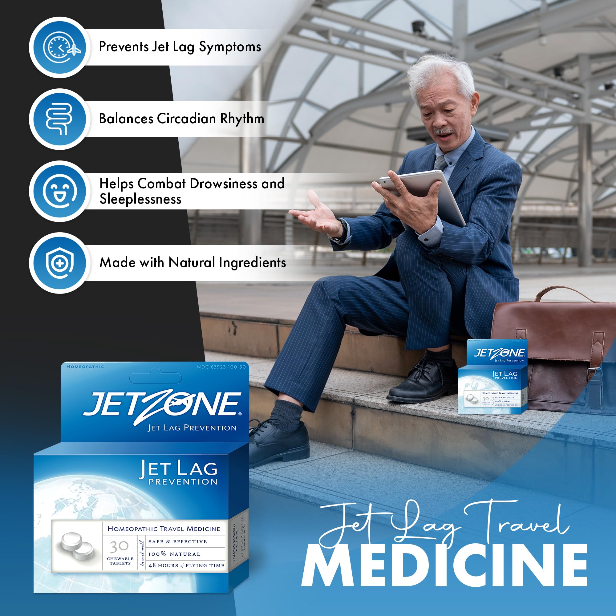 JetZone en uso dentro de un avión para mejorar confort durante vuelo