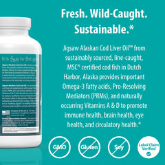Jigsaw Health botella abierta con softgels para visualizar contenido y cantidad