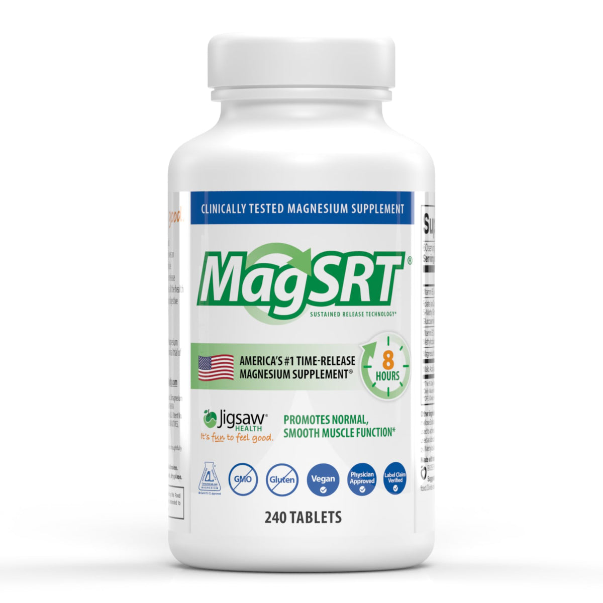 Jigsaw Health frente del empaque mostrando cantidad y formato, conveniente almacenamiento