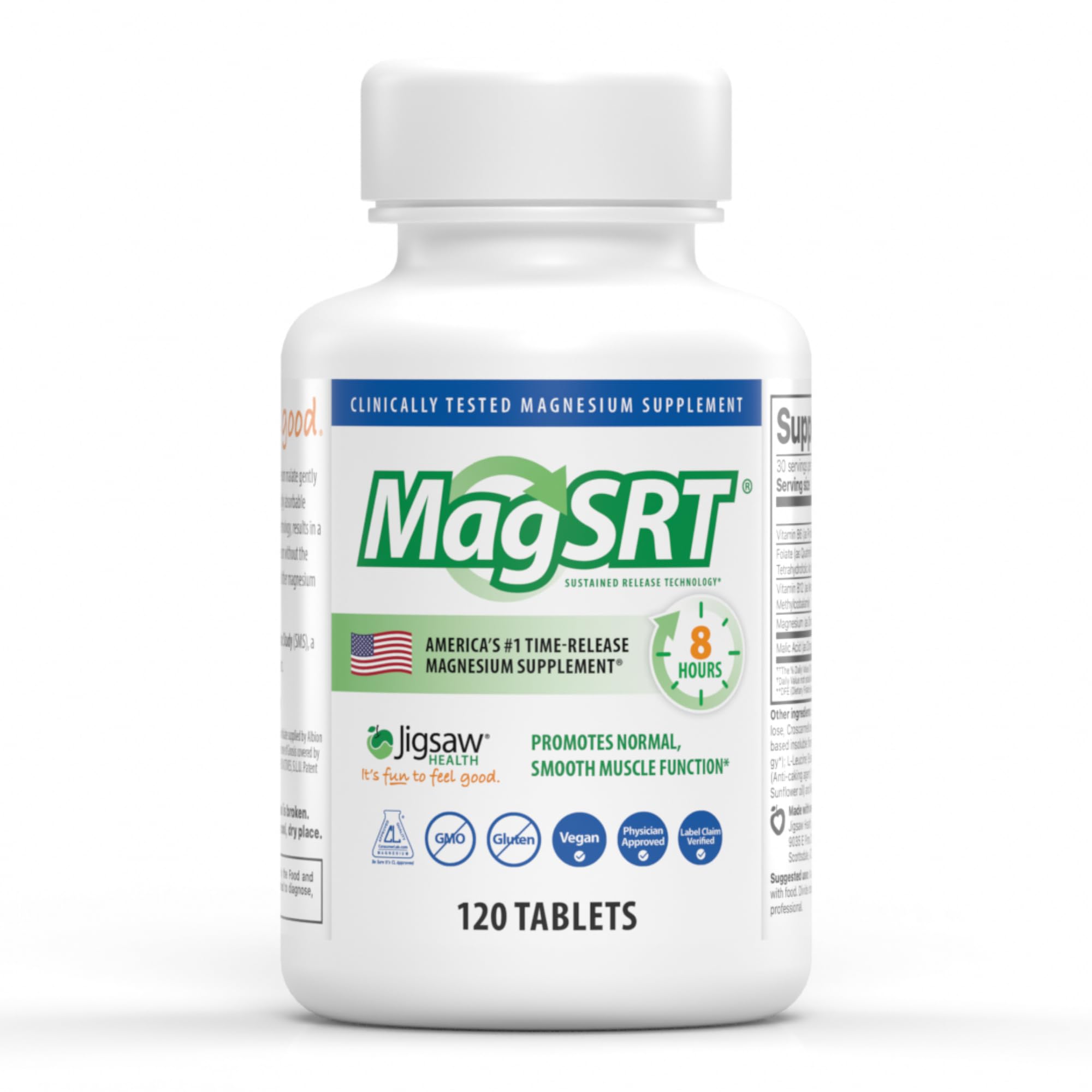 Jigsaw Health MagSRT frente del empaque que muestra beneficio de liberación sostenida