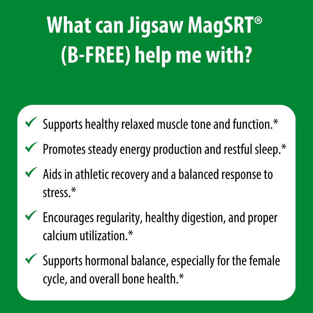 Jigsaw Health MagSRT ingredientes ácido málico y magnesio representados para contexto funcional