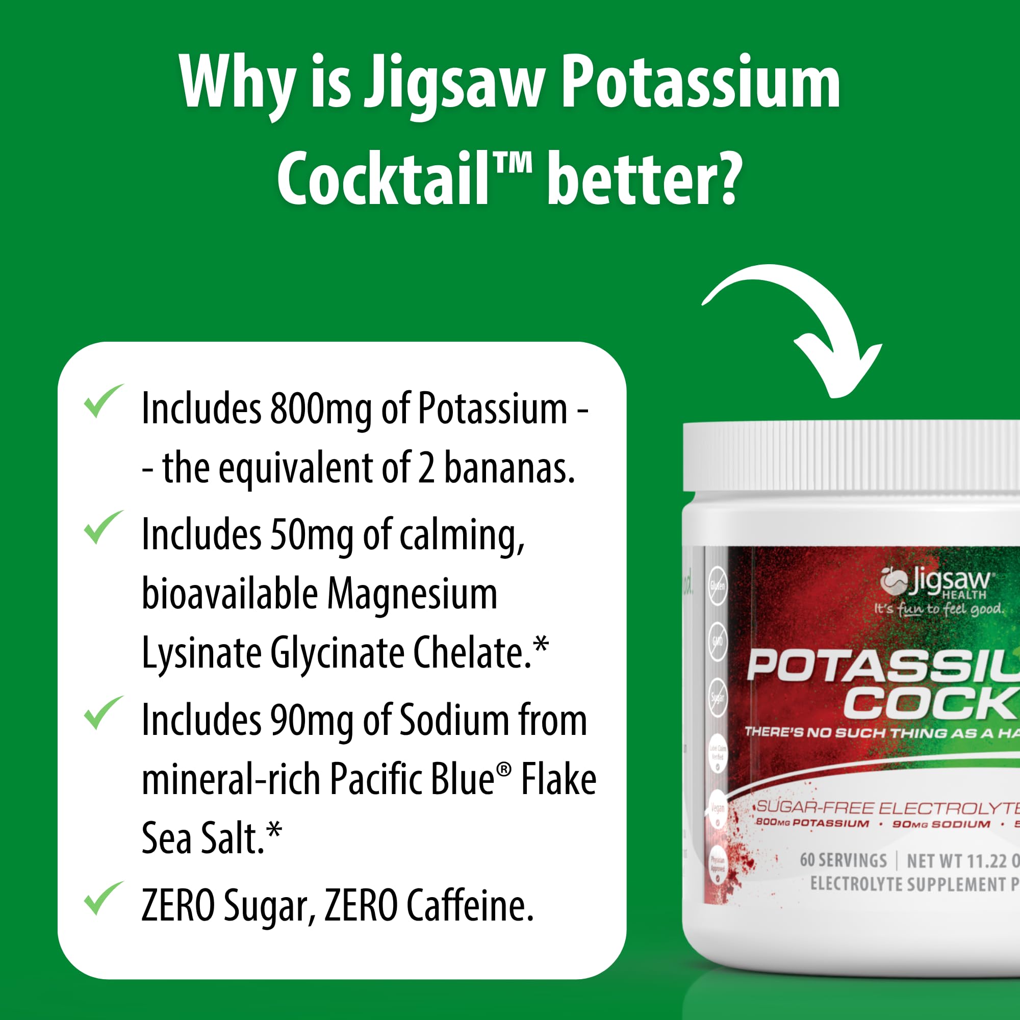 Jigsaw Health polvo en bolsa junto a raqueta de pickleball sugiriendo uso previo a la actividad