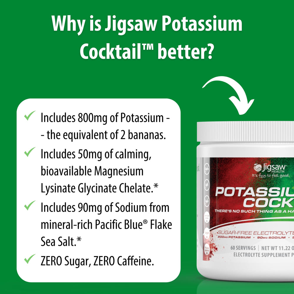 Jigsaw Health polvo en bolsa junto a raqueta de pickleball sugiriendo uso previo a la actividad