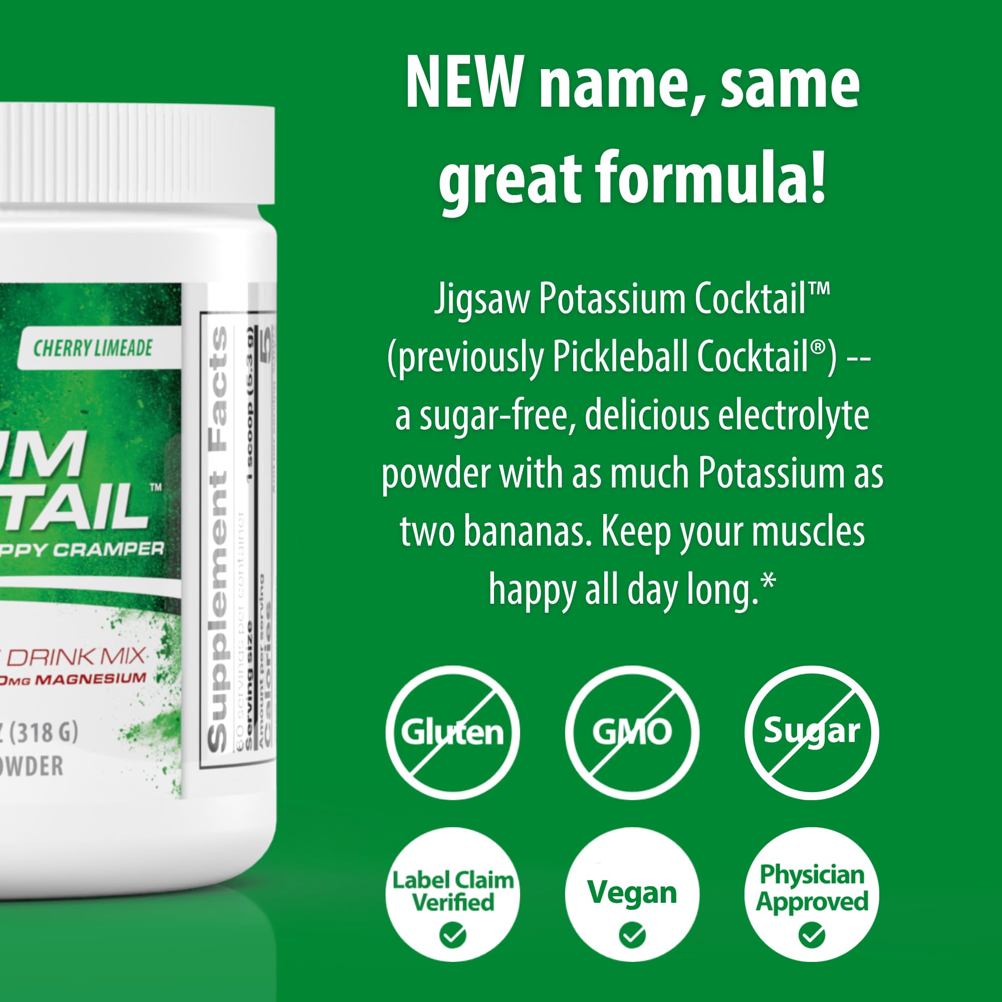 Jigsaw Health etiqueta nutricional enfocada en potasio 800 mg por porción para información clara