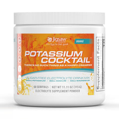 Frasco Jigsaw Health Potassium Cocktail vista frontal, envase claro y práctico para recargar electrolitos