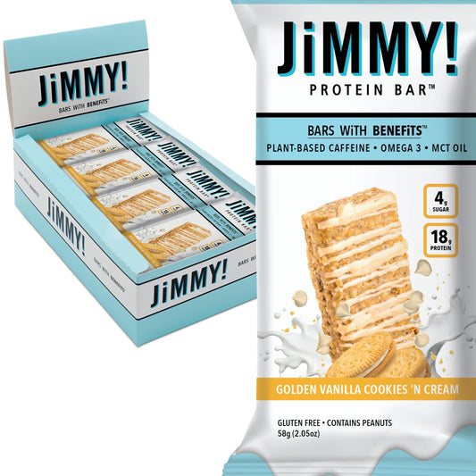 JiMMYBAR embalaje frontal mostrando variedad y conveniencia