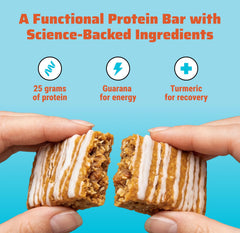 JiMMYBAR primer plano de cacahuetes enteros indicando sabor real y proteína