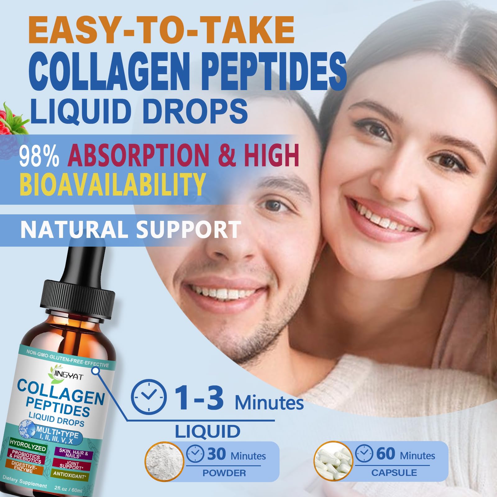 JINGYAT Colágeno líquido, rutina diaria con bebida para piel y movilidad