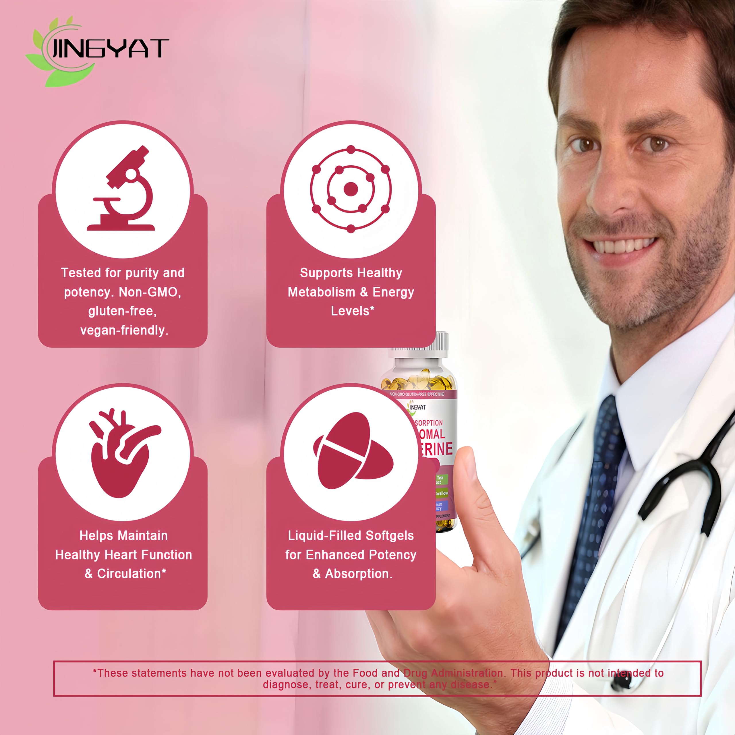 JINGYAT comparación de tamaño en mano, softgel fácil de tragar