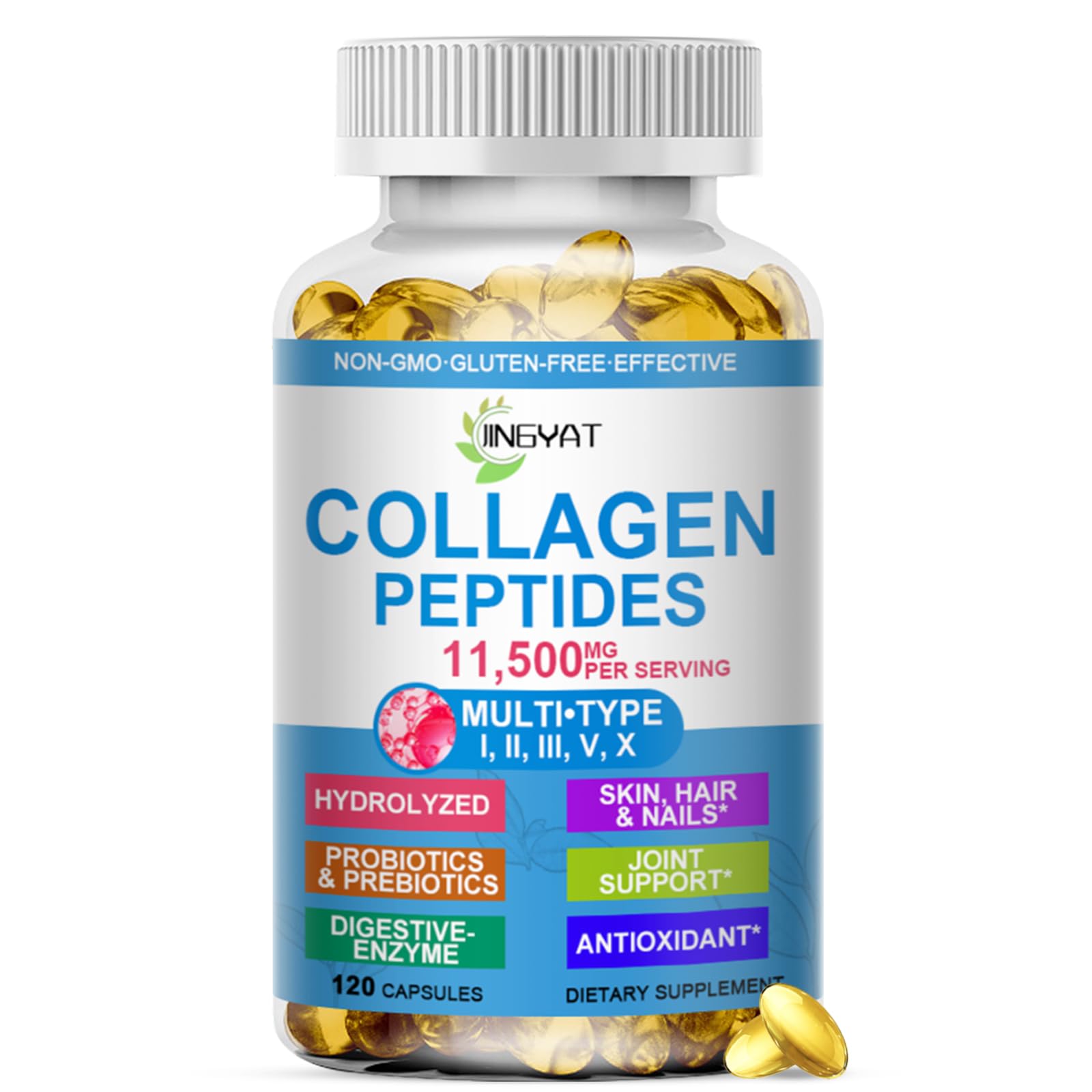 JINGYAT envase frontal de softgels mostrando presentación y beneficios visibles