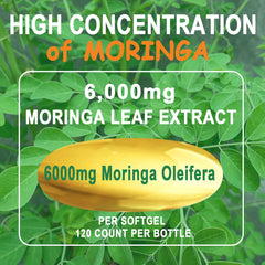 JINGYAT cápsula de Moringa en la palma demostrando tamaño práctico