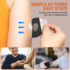 Jinyu-Sega parche aplicado en brazo manteniendo fijo el sensor durante actividad