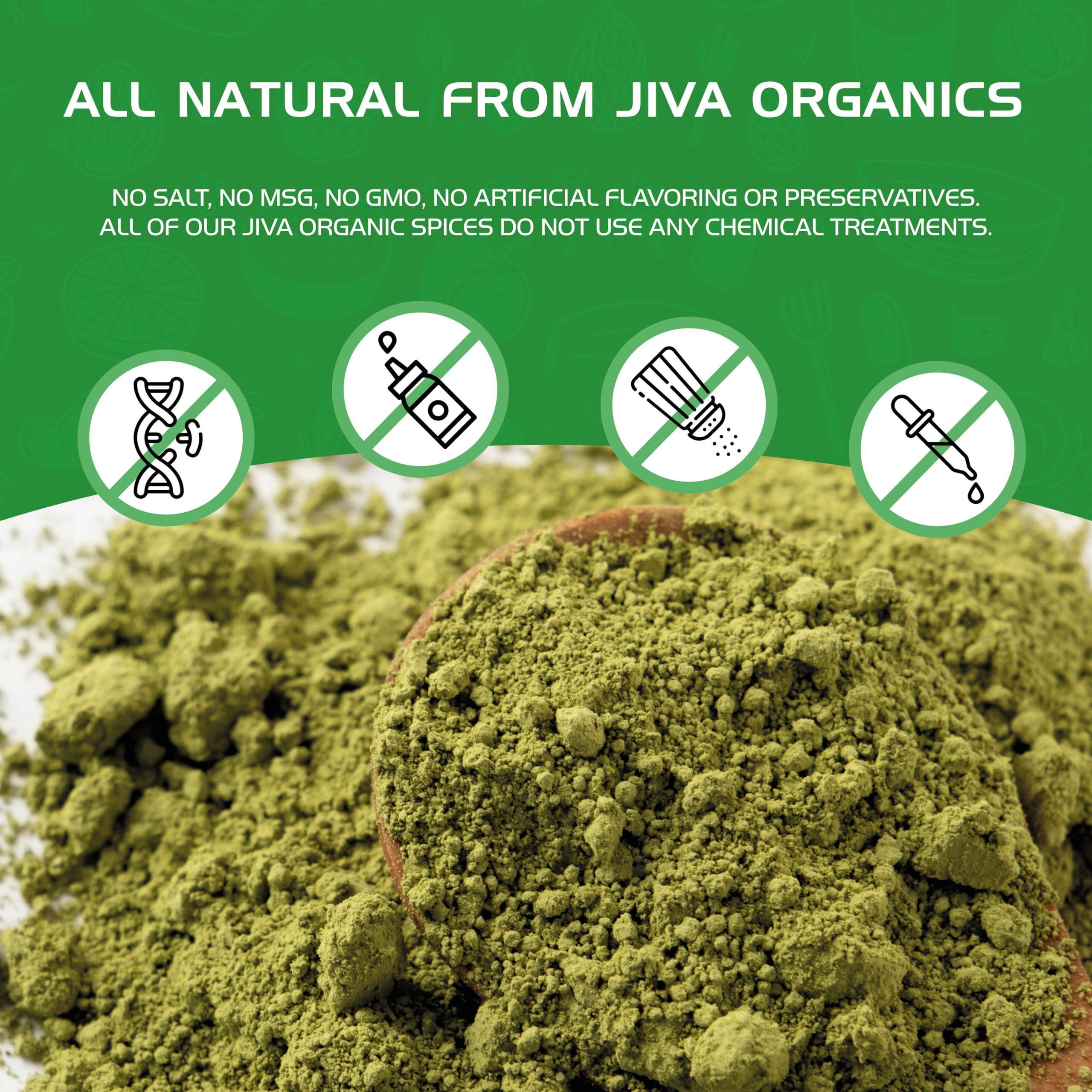 Jiva Organics polvo de neem en cocina con ingredientes naturales para recetas