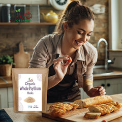 Jiva Organics pan sin gluten elaborado con psyllium para mejor miga