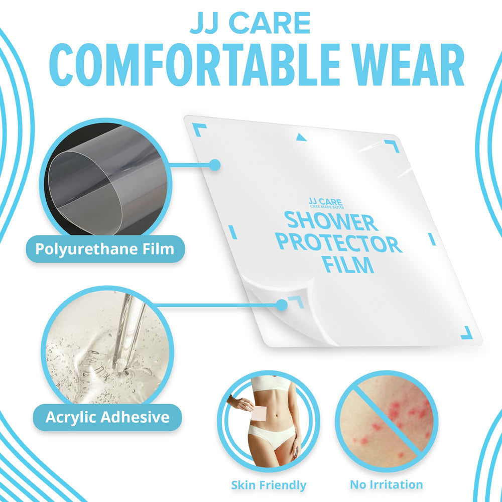 JJ CARE protector en pierna cubriendo vendaje, asegura higiene en la ducha