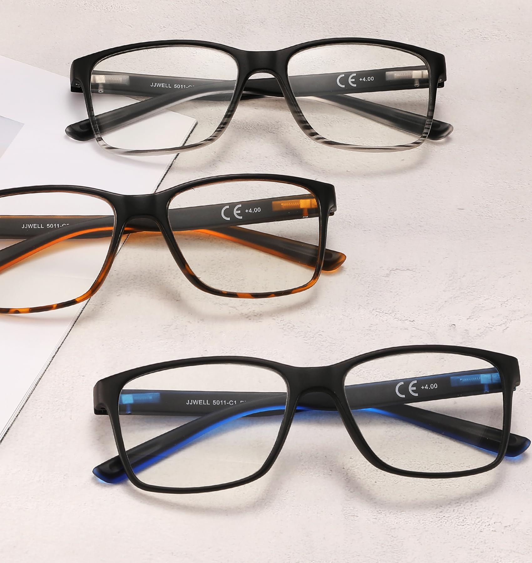 JJWELL hombre leyendo con gafas, comodidad prolongada frente a pantallas
