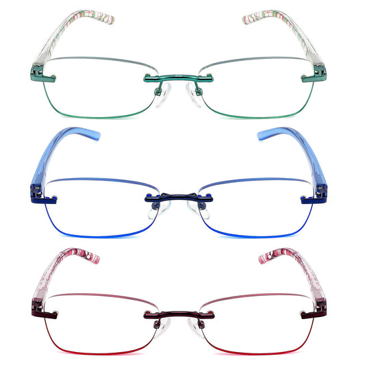 JJWELL vista frontal del paquete de tres gafas con diseño femenino y protección