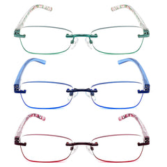 JJWELL vista frontal del paquete de tres gafas con diseño femenino y protección