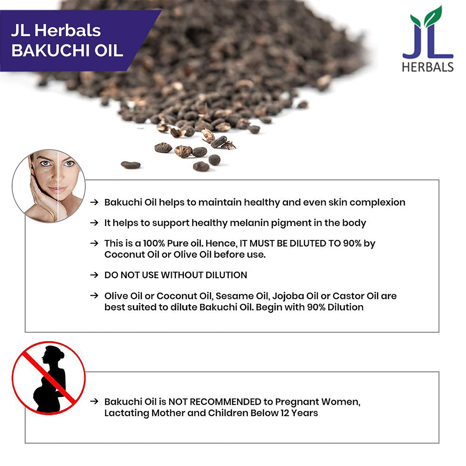 JL HERBAL aplicación de aceite Bakuchi en cabello como mascarilla nutritiva
