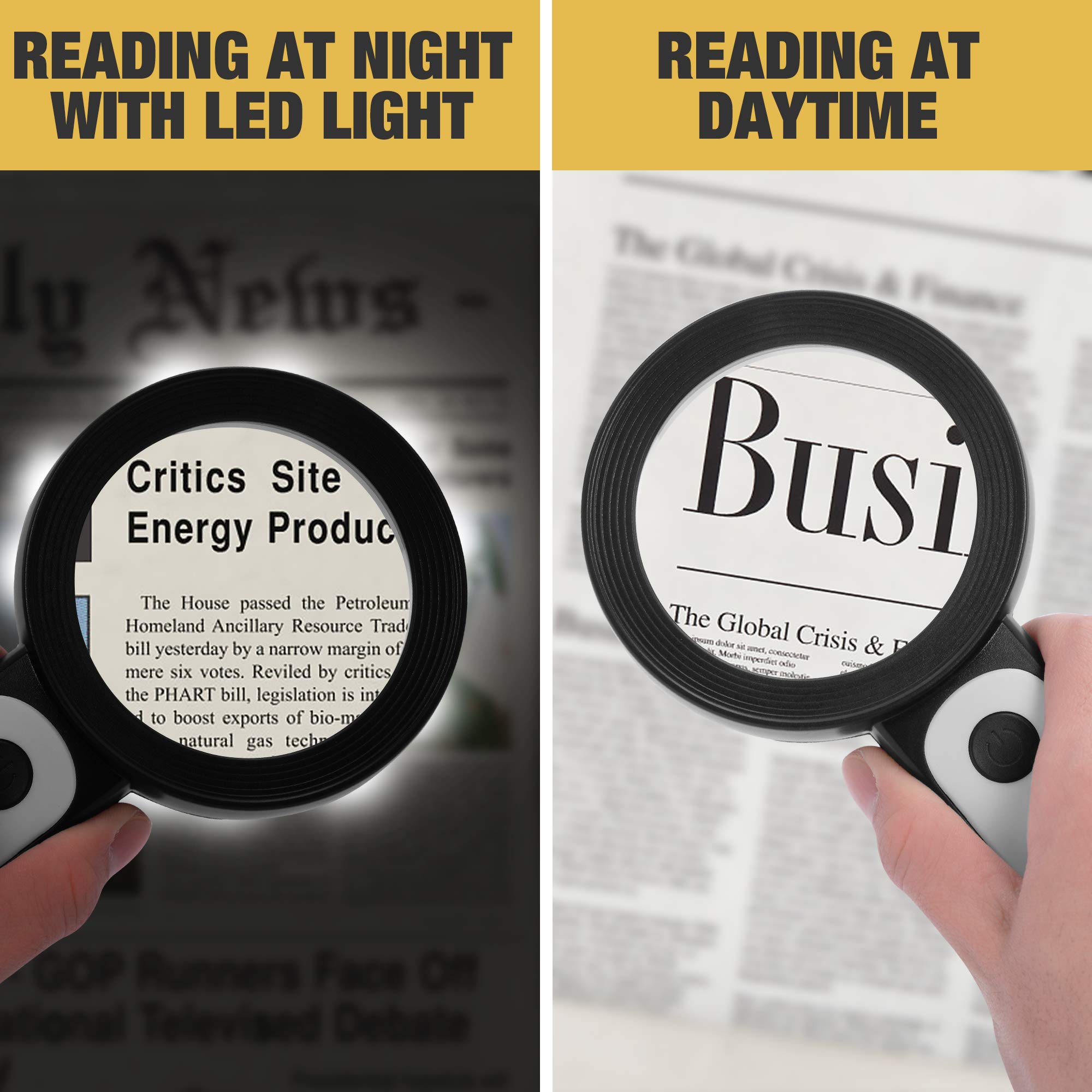 JMH lupa en uso leyendo libro con luz que mejora contraste