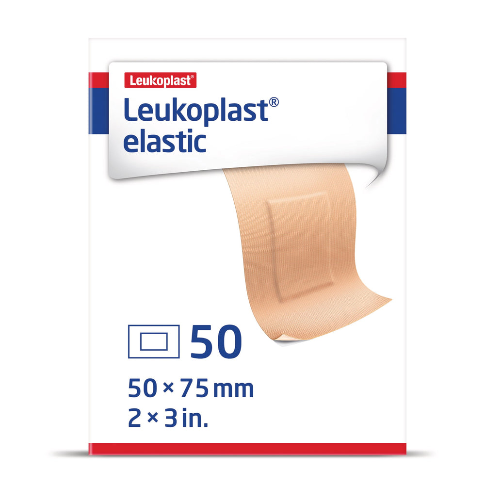JOBST Leukoplast empaque frontal mostrando caja de 50 unidades y beneficio de suministro