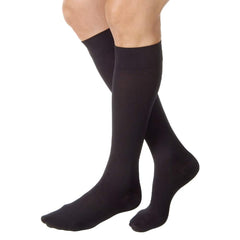JOBST empaque frontal del calcetín negro mostrando talla y beneficio soporte