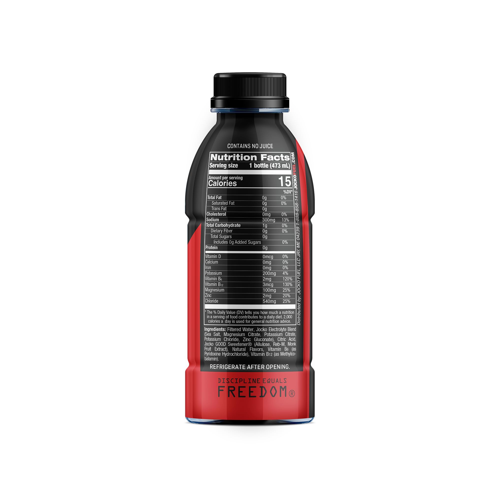 Jocko Fuel botella en mano mostrando tamaño 16 oz y conveniencia para llevar