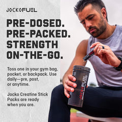 Caja abierta con 30 sobres Jocko Fuel dispuestos, conveniencia para viajes