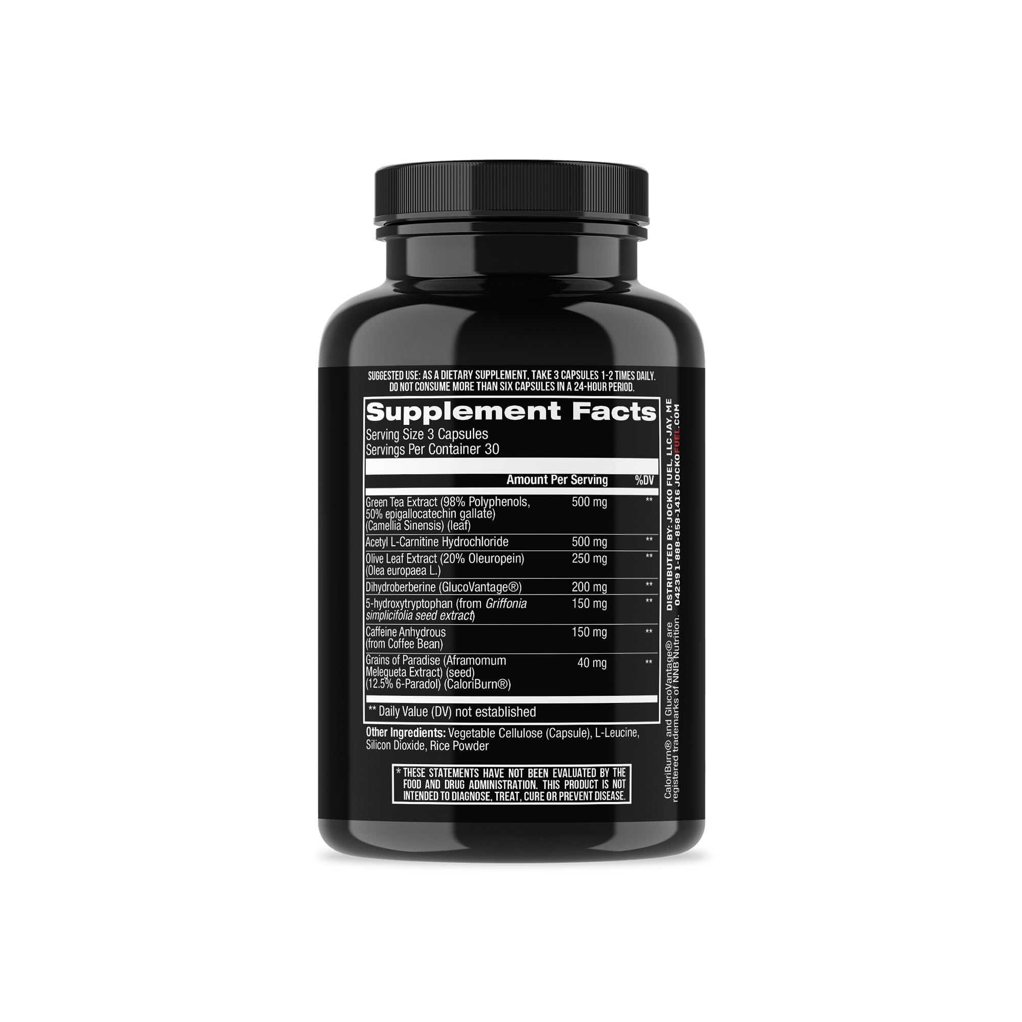 Jocko Fuel etiqueta con lista de ingredientes y certificaciones visibles
