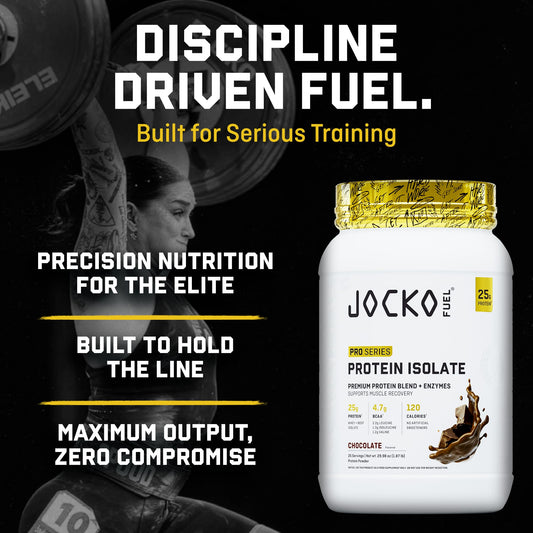 Detalle de la etiqueta nutricional Jocko Fuel que resalta macros bajos