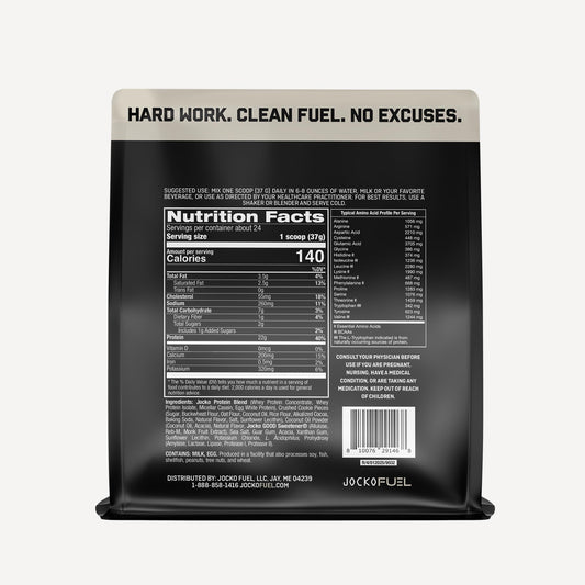 Jocko Fuel detalle de etiqueta con información de proteínas y enzimas