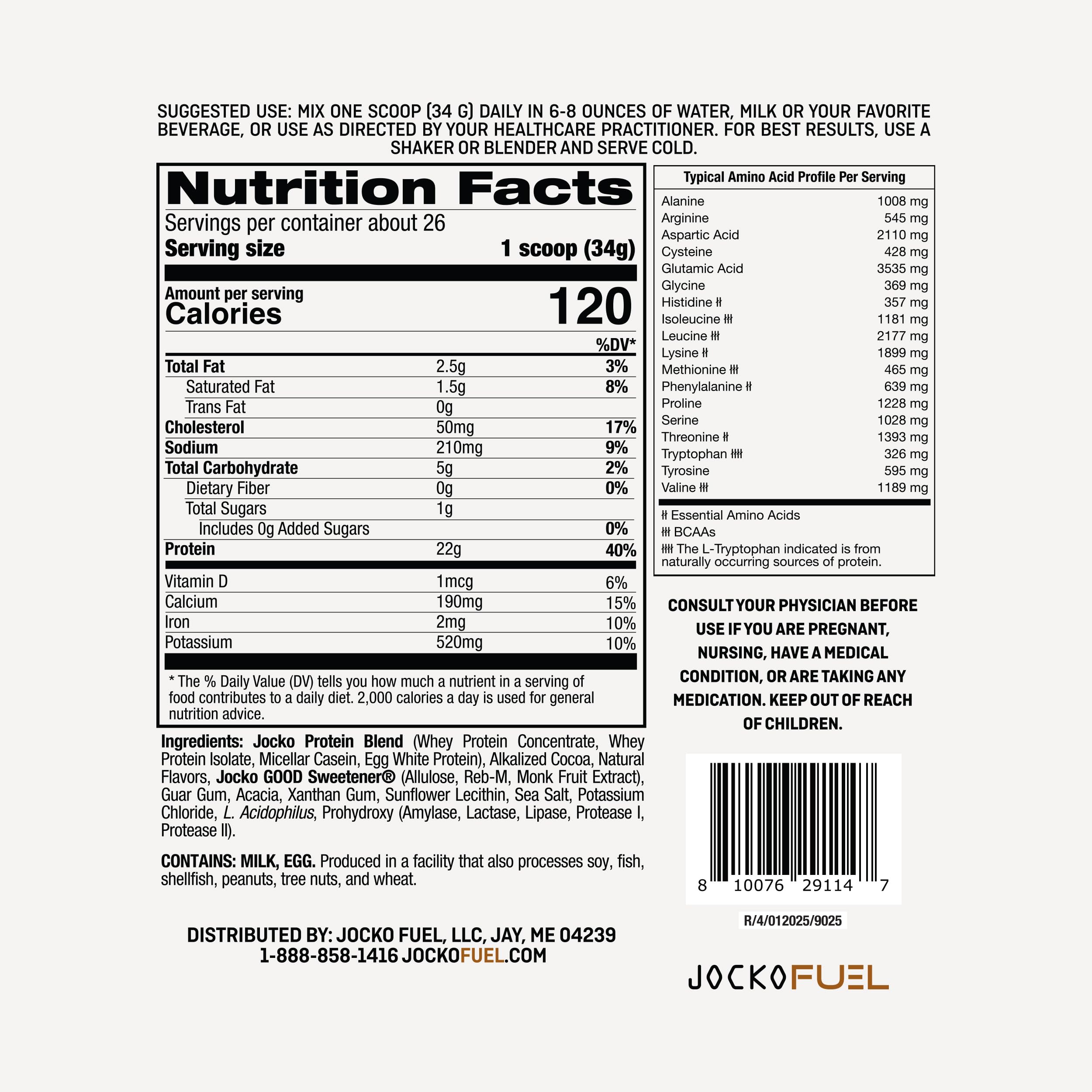 Jocko Fuel textura del polvo, foco en mezcla homogénea y fácil disolución
