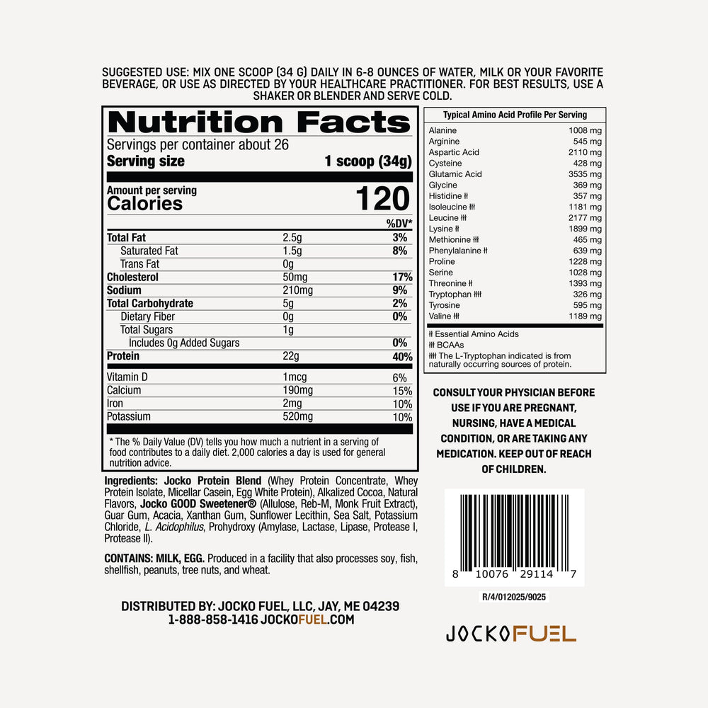 Jocko Fuel textura del polvo, foco en mezcla homogénea y fácil disolución