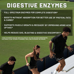 Jocko Fuel en uso junto a plato proteico para mostrar apoyo digestivo