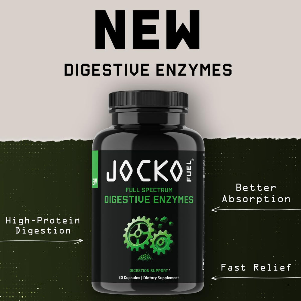 Jocko Fuel etiqueta con lista de enzimas y Betaine HCl para transparencia