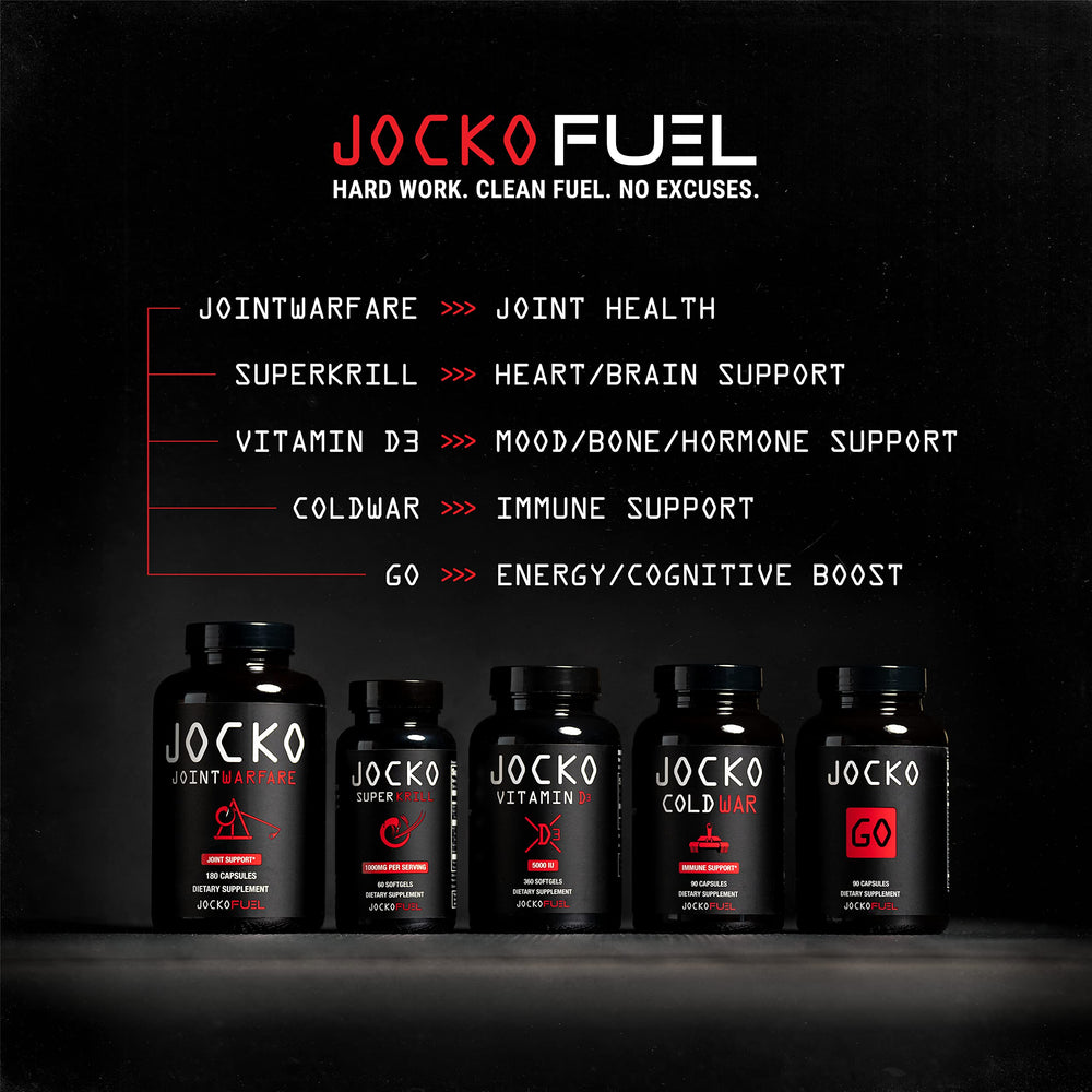 Jocko Fuel etiqueta de ingredientes destacando vitaminas y extractos