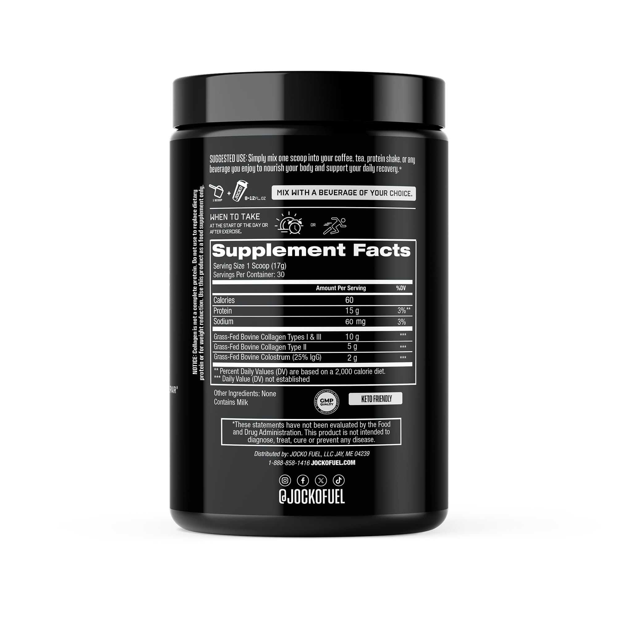 Jocko Fuel etiqueta nutricional visible, transparencia informativa