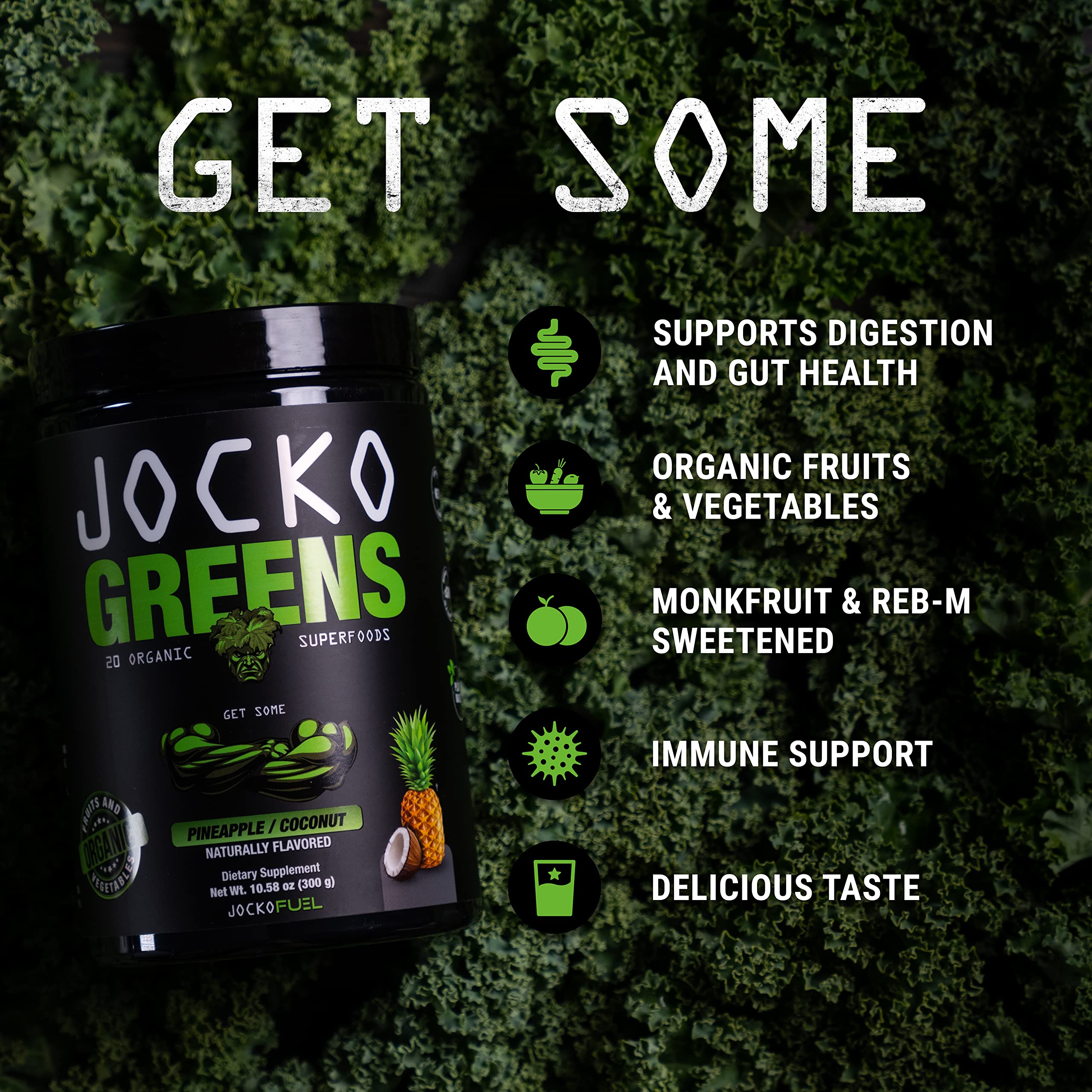 Jocko Fuel etiqueta transparente mostrando cantidades y ingredientes