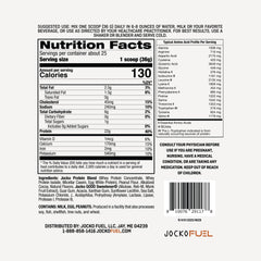 Jocko Fuel etiqueta trasera con lista de ingredientes y beneficios claros